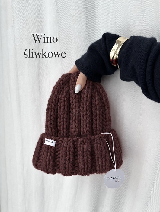 czapki damskie Czapka Nordic 100% wełna *wino śliwkowe*