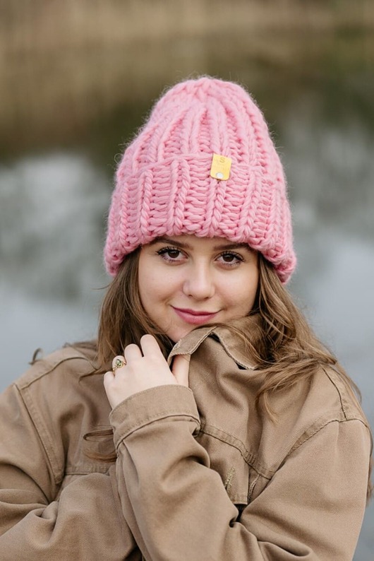 czapki damskie Wełniana czapka zimowa peruvian WOOLY słodki róż