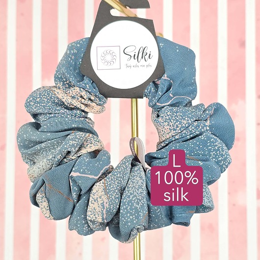 gumki do włosów L średnia gumka do włosów jedwab naturalny scrunchie turkusowa marska