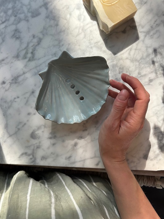 mydelniczki Ceramiczna Mydelniczka z Odpływem Muszelka Muszla Niebieska