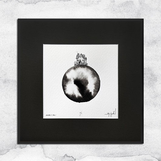 grafiki i ilustracje UNIKAT - oprawiona w ramę akwarela (domek 1)