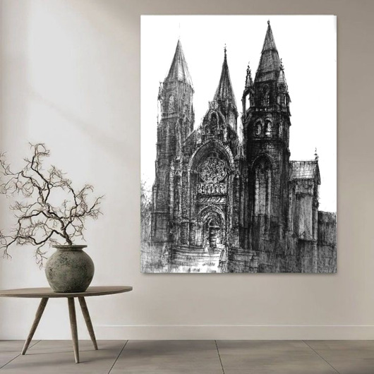 grafiki i ilustracje WYPRZEDAŻ RYSUNKÓW! Rysunek Katedra św. Wita w Pradze 50x70 cm Węgiel
