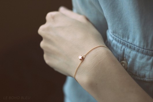 16k Gold Plated Tiny Star Bracelet Le Boho Bleu