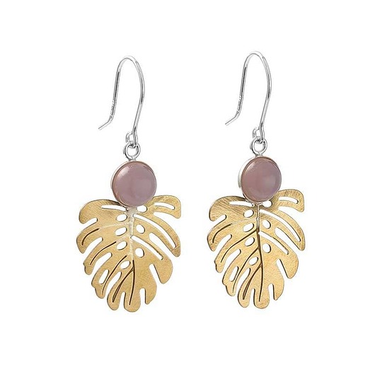 kolczyki z mosiądzu Botaniczne kolczyki z różowymi agatami