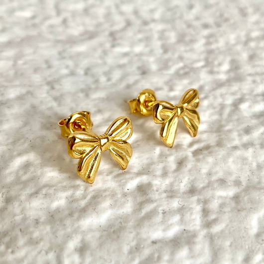 kolczyki pozłacane Kolczyki kokardki sztyfty- srebro 925 pozłacane