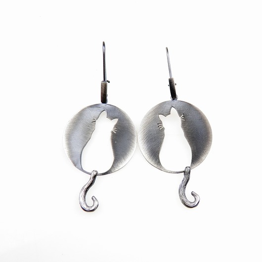 kolczyki srebrne Kolczyki srebrne dwa koty