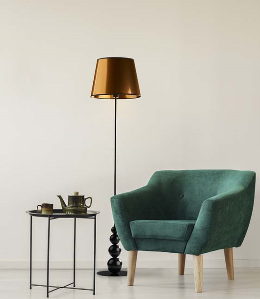 lampy podłogowe Nowoczesna lampa stojąca w stylu loft LIZBONA MIRROR czarno-miedziana