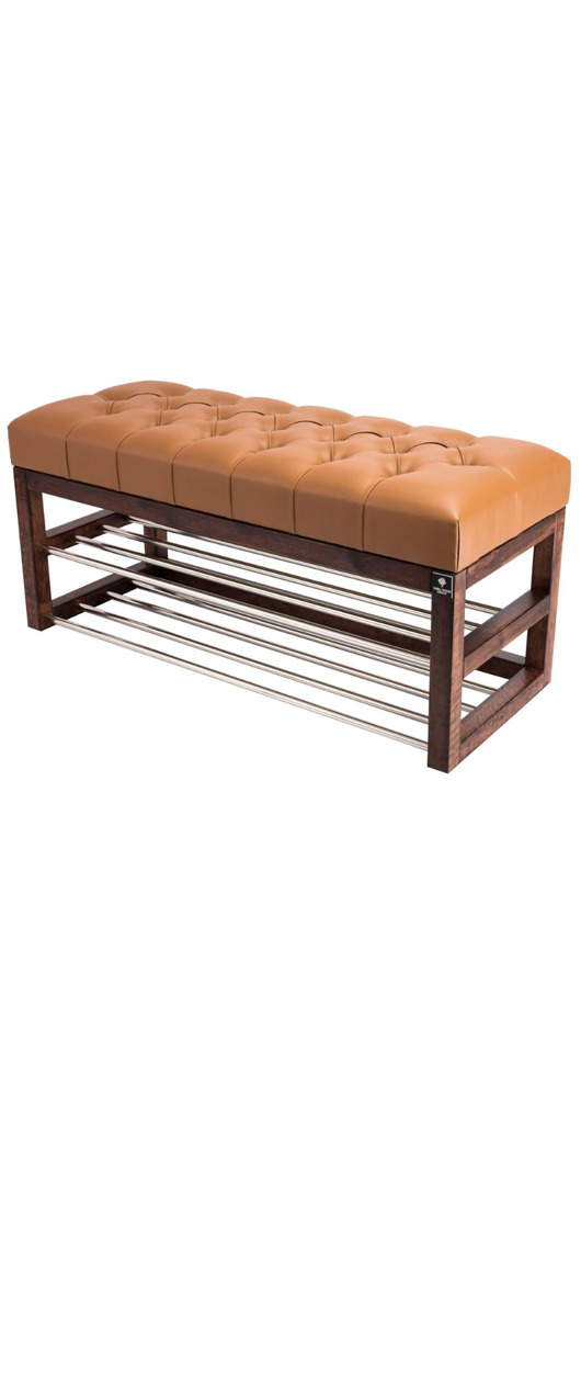 85 cm Ławeczka Pufa Pikowana Ekoskóra Cappucino EMRA WOOD DESIGN