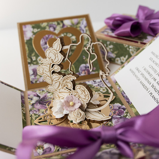 kartki scrapbooking Pamiątka ślubu, exploding box, kartka