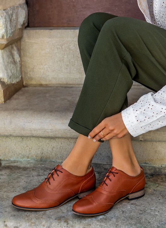 półbuty damskie Skórzane półbuty jazzówki Zapato model 246 brązowy lico