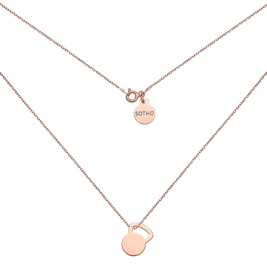 srebrne naszyjniki Naszyjnik z różowego złota kettlebell