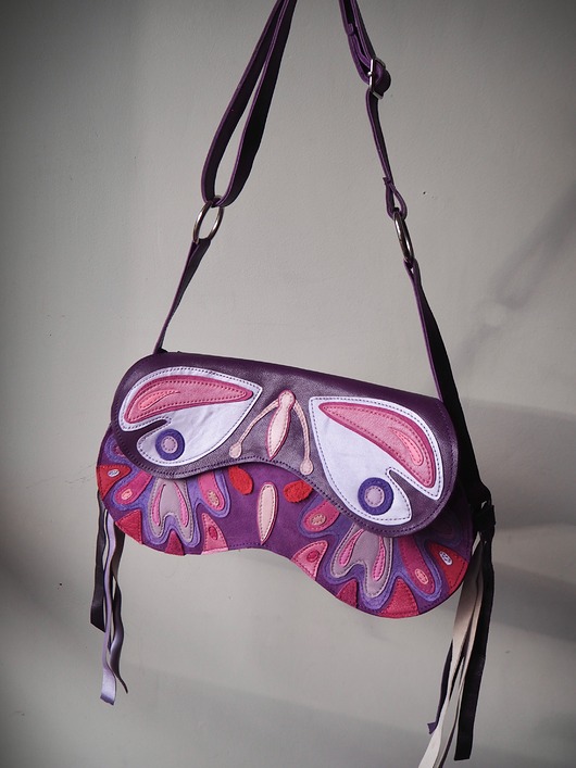 torby na ramię Torebka motyl  ćma skórzana z upcyklingu