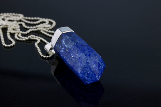Colare Kwarc Niebieski srebro Brazi Druse Jewelry