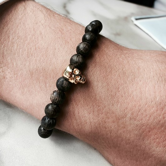 Bransoletka Męska BROWN SKULL GOLD DIZARRO 
