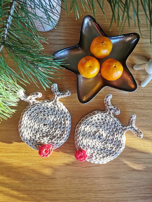 dekoracje świąteczne Świąteczne podkładki renifery 2 szt., ozdobne podstawki pod kubek