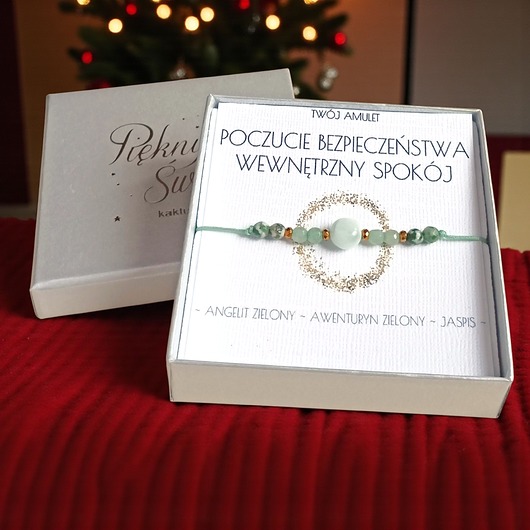bransoletki z kamieni naturalnych Amulet - POCZUCIE BEZPIECZEŃSTWA, wewnętrzny spokój - świąteczne pudełko