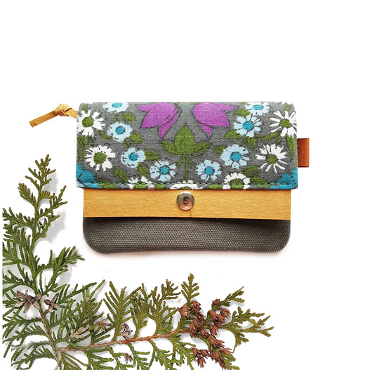 portfele damskie Portfel Boho Mini - Łąka z Upcyklingu