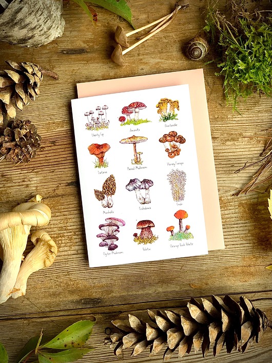 kartki okolicznościowe - wydruki Grzyby- Kartka- Grafika- Ilustracja- Las