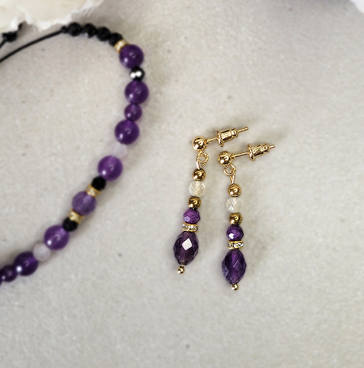 kolczyki z kamieniami Kolczyki na sztyftach z Ametystem i Cytrynem