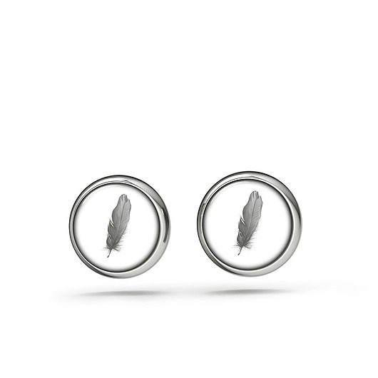 kolczyki szklane Kolczyki sztyfty - Piórko - mini