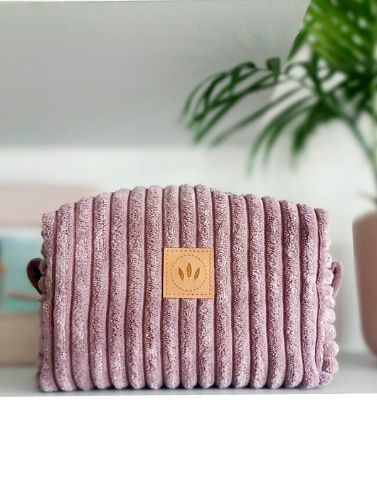 kosmetyczki Sztruksowa kosmetyczka kuferek Wrzosowa