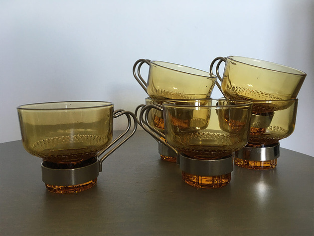 szklanki i kieliszki Zestaw 6 szklanek do espresso, Włochy, lata 60./70.