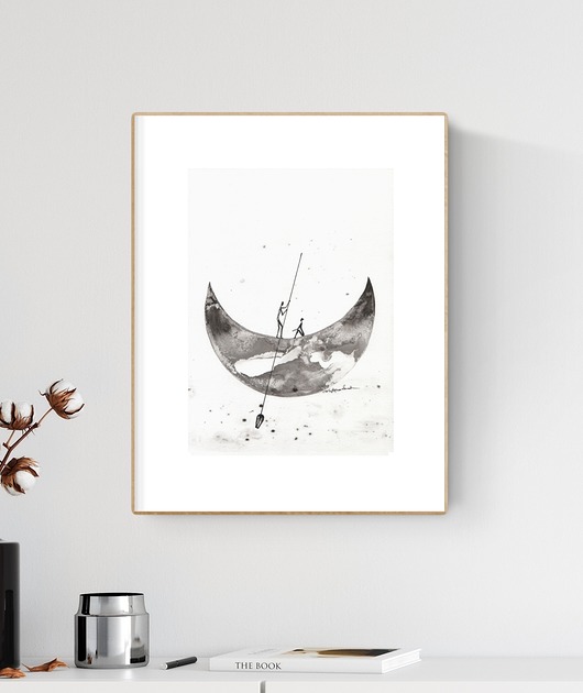 grafika 21 x 30 cm  wykonana ręcznie, abstrakcja Krystyna Siwek Art