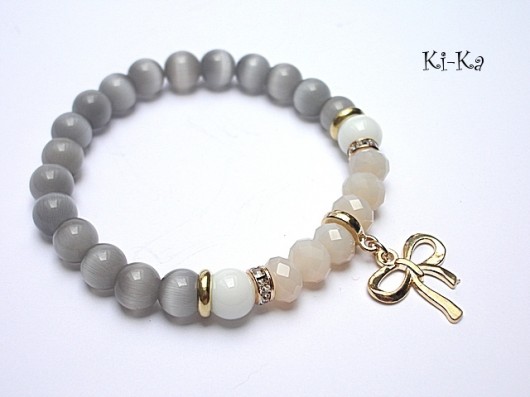 Grey bow -  bransoletka KiKa pracownia
