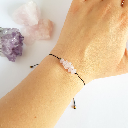 bransoletki z kamieni naturalnych Kwarc różowy bransoletka na sznurku