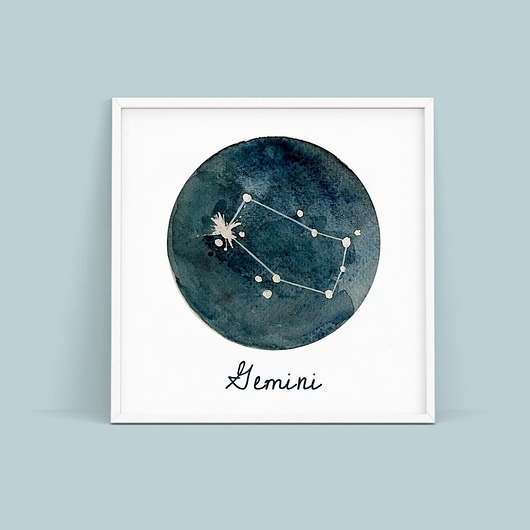 Plakat Znak Zodiaku Gemini - kwadratowy trochę na ścianę