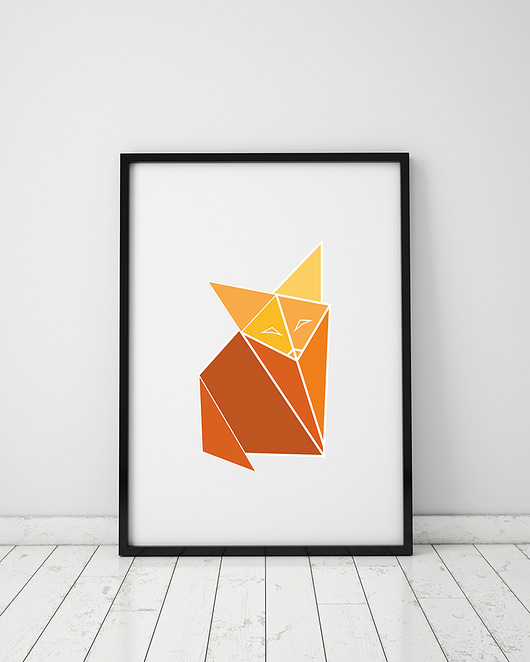 plakat. origami - rudy lis  (format A3) Love Life and Forest