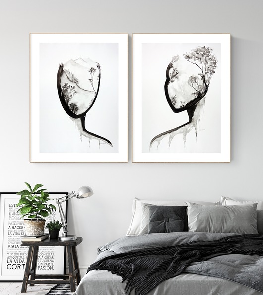 Zestaw 2 grafik 50 x 70 cm wykonanych ręcznie Krystyna Siwek Art