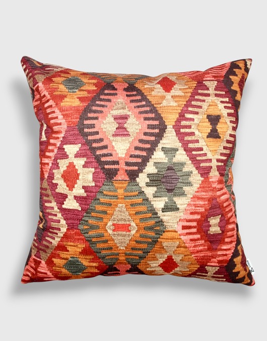 poduszki z grafiką Poduszka welurowa Aztek Boho 45x45 cm - czerwona
