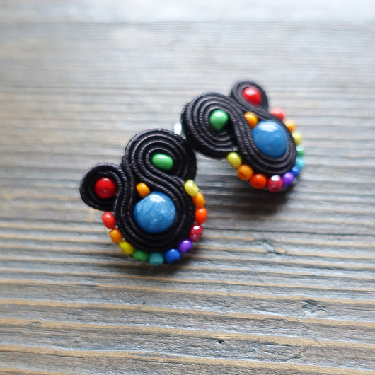 kolczyki soutache Kolorowe Lentinki- kolczyki soutache
