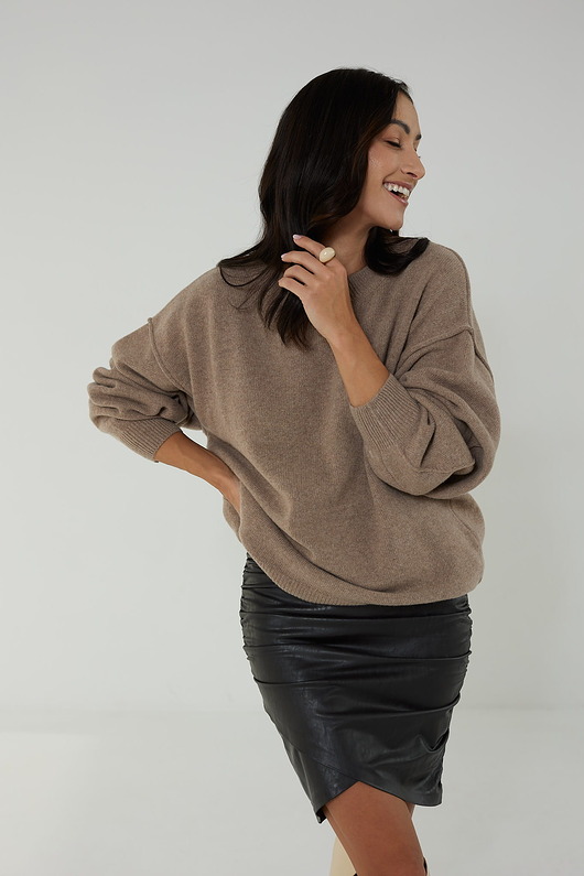 swetry damskie  Sweter Cashmere Hug Ciemny Beż