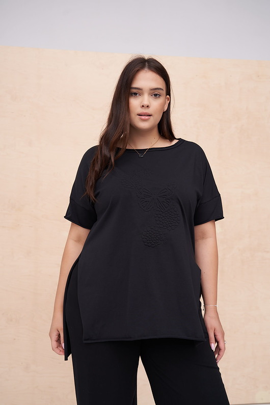 tuniki damskie Tunika Damska Letaro Plus Size Czarny - 44/46