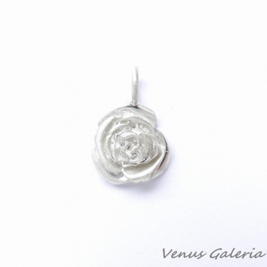 Wisiorek srebrny - Róża mała biała VENUS GALERIA