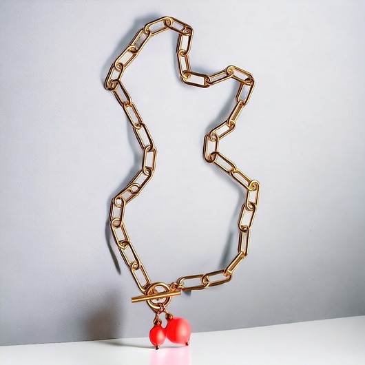 złote naszyjniki Swarovski neon pearls : TWO : neon red: naszyjnik