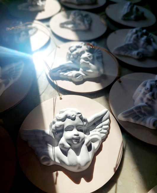 dekoracje świąteczne Anioł gipsowy zawieszka 5 sztuk