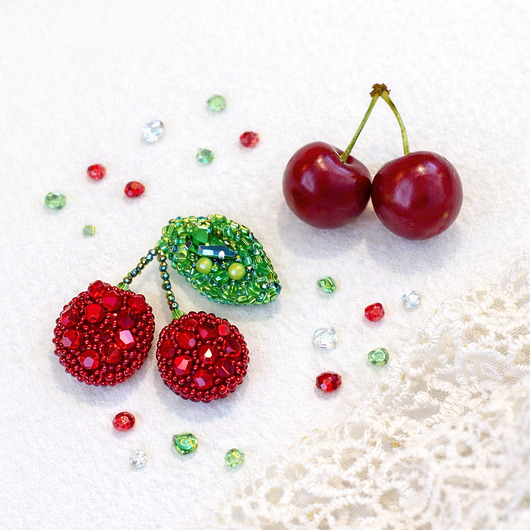 broszki Broszka Wiśnie