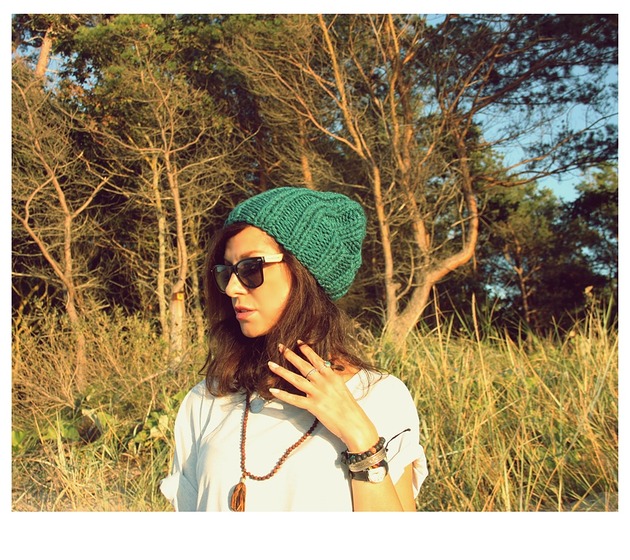 czapki damskie Czapka beanie leśna zieleń