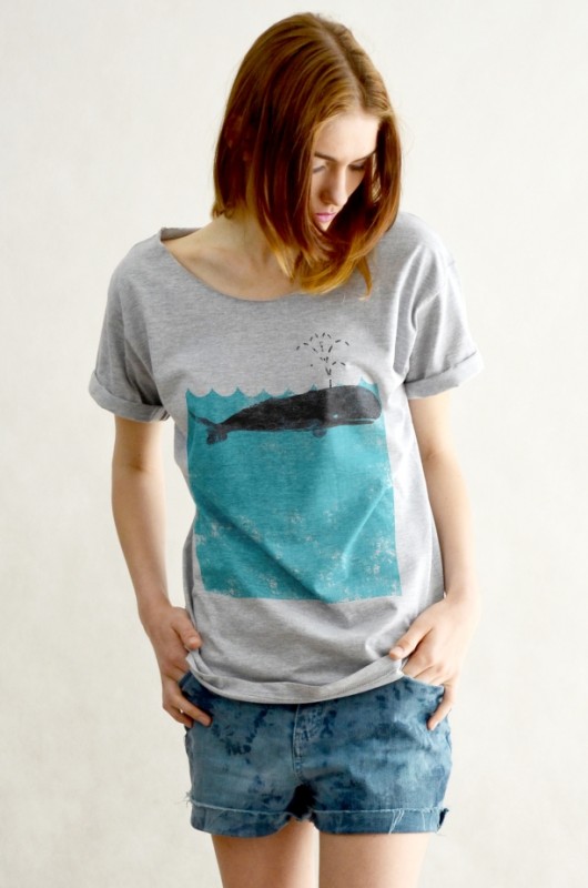 WHALE - Koszulka Oversize SZARA GAU great as You