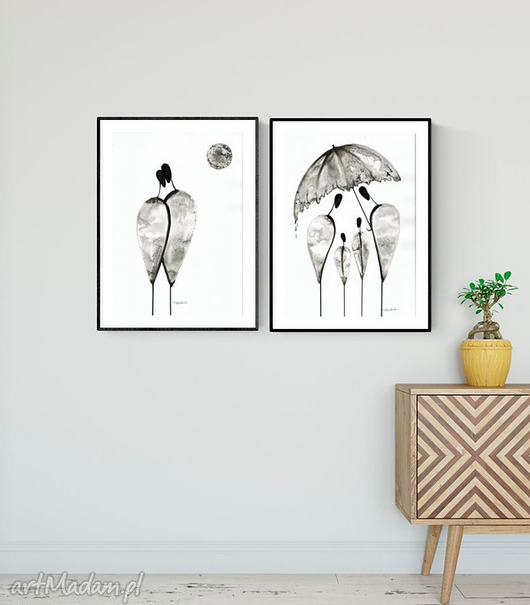 Zestaw 2 obrazków A4 namalowanych ręcznie Krystyna Siwek Art