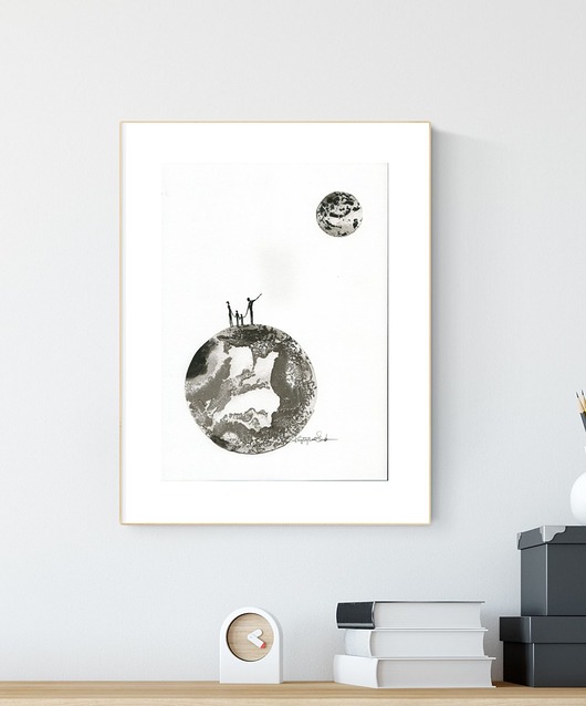 grafika A4 wykonana ręcznie, abstrakcja, Krystyna Siwek Art
