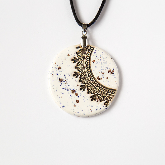naszyjniki - inne Naszyjnik ceramiczny mandala duży