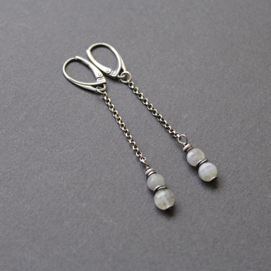 kolczyki z kamieniami Kolczyki labradorytki na długo