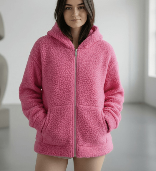 kurtki damskie Kurtka Bluza 100% Merino Teddy Baranek