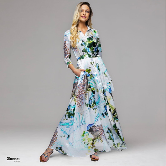 sukienki maxi damskie ALEXA letnia, długa sukienka z jedwabiu