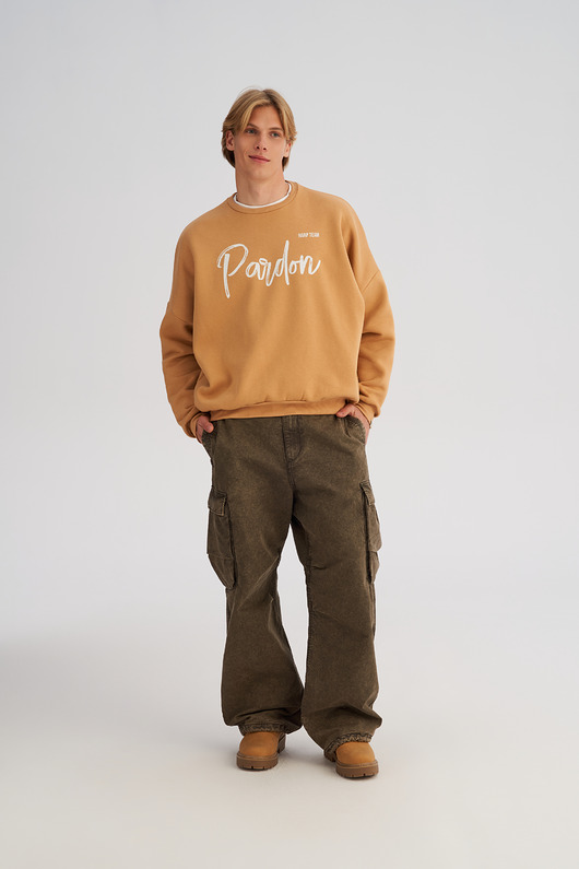 bluzy męskie Bluza bez kaptura LOOSE FIT honey PARDON męska