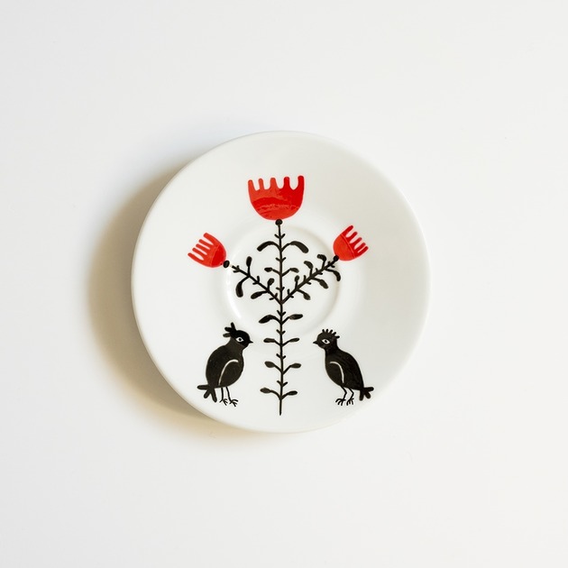 Ozdoby na ścianę Talerz na ścianę - kwiatek i ptaszki